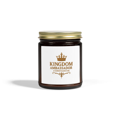 Kingdom Ambassador (Gold Lettering) Scented Candle - Coconut Apricot Wax, Inspirational Home Decor, Gifts for Believers, Relaxation