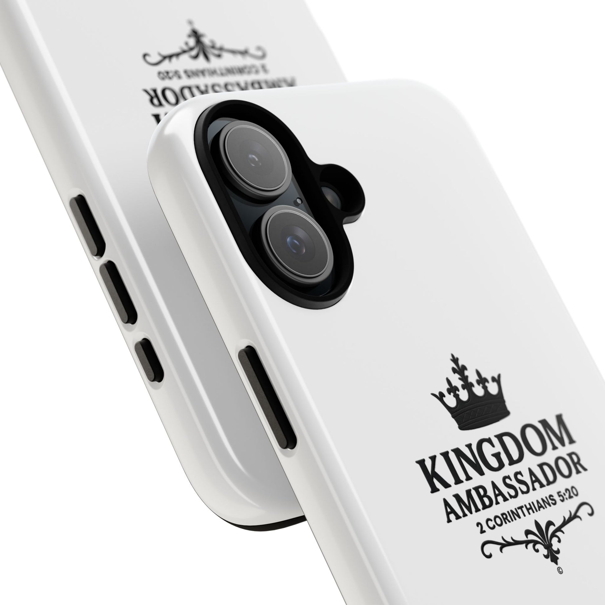 Kingdom Ambassador (Black Lettering) Rugged Phone Case, Inspirational Mobile Cover, Gift for Faith Lovers, Faith-Based Protector - Cross Apparel USA