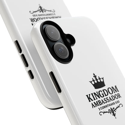 Kingdom Ambassador (Black Lettering) Rugged Phone Case, Inspirational Mobile Cover, Gift for Faith Lovers, Faith-Based Protector - Cross Apparel USA