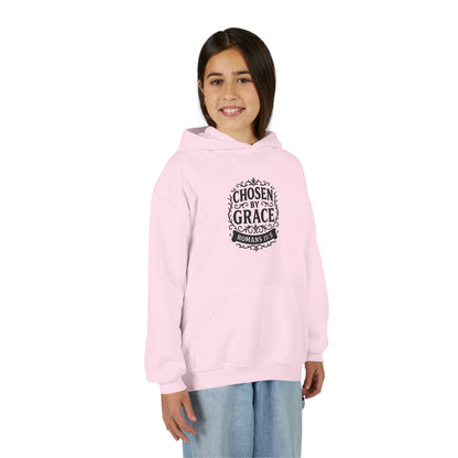 Chosen by Grace (Black Lettering) Youth Heavy Blend Hooded Sweatshirt