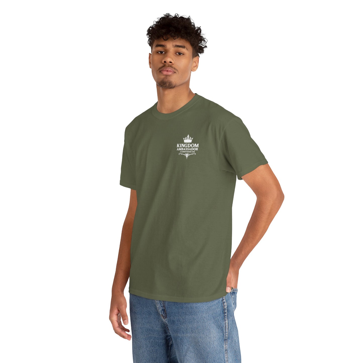 Kingdom Ambassador (White Lettering) T‑Shirt Tee Clothing Apparel (Smaller Design on from Large Design on Back)