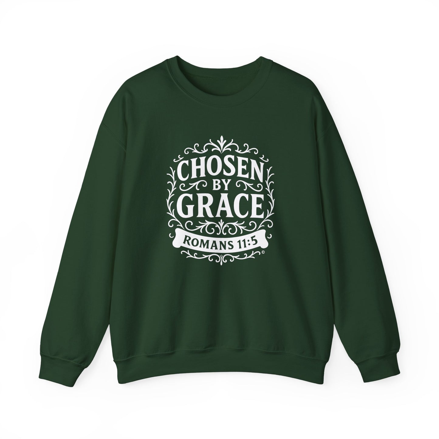 Chosen by Grace (White Lettering) Unisex Crewneck Sweatshirt - Inspirational Gift, Faith-Based Apparel, Cozy Casual Wear, Bible Verse Sweatshirt