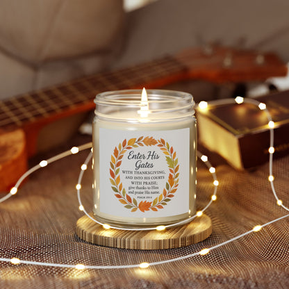 Enter His Gates with Thanksgiving Candles for Home Decor | Aromatherapy, Inspirational Gift Idea, Relaxation, Fall Decor