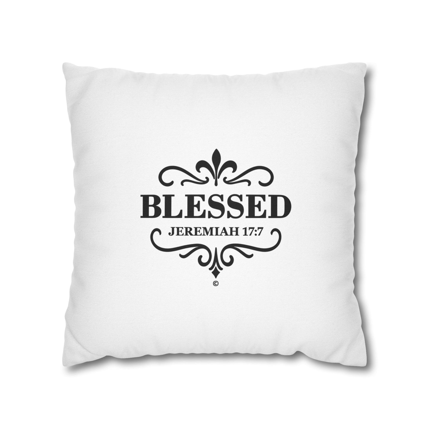 Blessed (Black Lettering) Square Pillow Cover | Inspirational Home Decor | Gifts for Faith (Pillow not included)