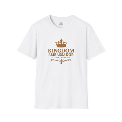 Kingdom Ambassador (Gold Lettering) T-Shirt | Unisex Softstyle Tee for Faith, Community Events, Gifts for Believers
