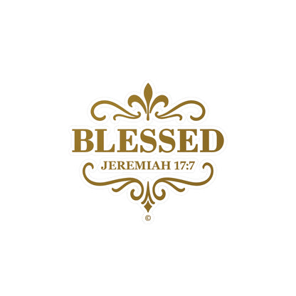 Blessed (Gold Lettering) Kiss-Cut Vinyl Decals, Inspirational Wall Art, Faith-Based Gifts, Home Decor - Cross Apparel USA