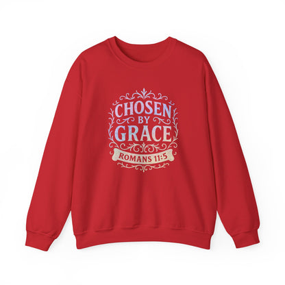 Chosen by Grace (Multi-color Limited Edition) Unisex Crewneck Sweatshirt - Inspirational Apparel, Faith-Based Fashion, Cozy Casual Wear, Bible Verse Sweatshirt
