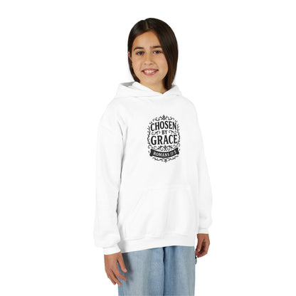 Chosen by Grace (Black Lettering) Youth Heavy Blend Hooded Sweatshirt