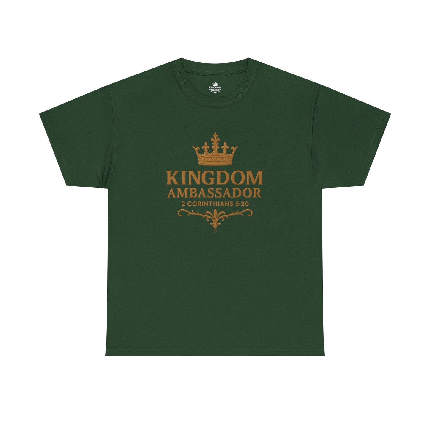 Kingdom Ambassador (Gold Lettering) Tee | Unisex Heavy Cotton Shirt, Faith-Based Apparel, Christian T-Shirt, Inspirational Gift, Scripture Tees