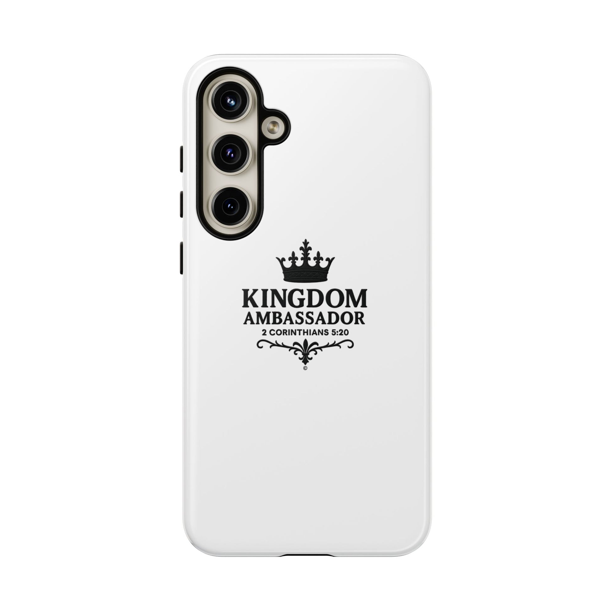 Kingdom Ambassador (Black Lettering) Rugged Phone Case, Inspirational Mobile Cover, Gift for Faith Lovers, Faith-Based Protector - Cross Apparel USA