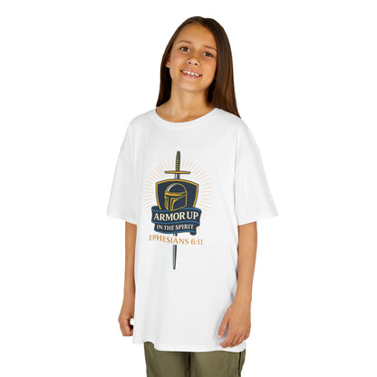 Armor Up (Blue & Gold Lettering) Kids Inspirational T-shirt