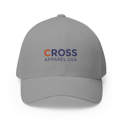 Cross Apparel USA Branded (Black Lettering) Embroidered Closed-Back Flex Fit Cap, Inspirational Streetwear, Gift for Believers, Faith-based Accessories