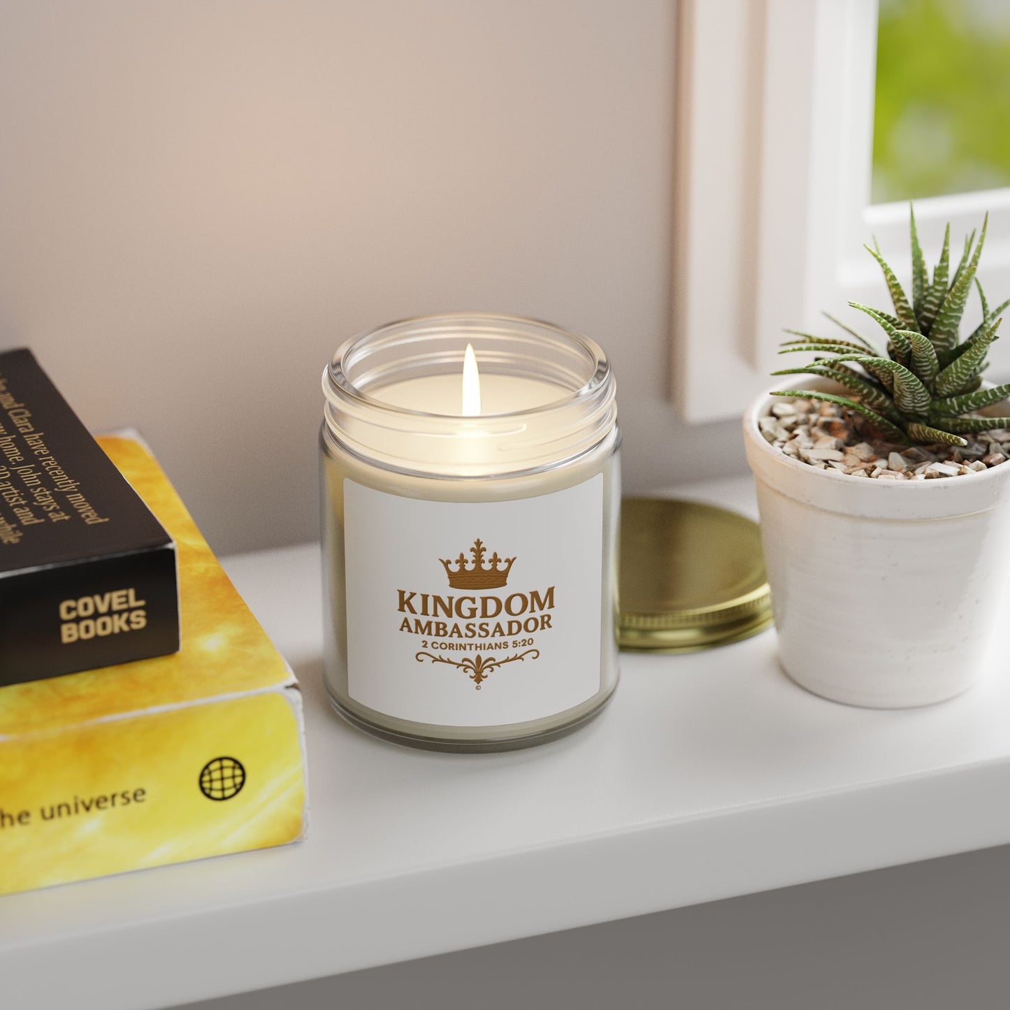 Kingdom Ambassador (Gold Lettering) Scented Candle - Coconut Apricot Wax, Inspirational Home Decor, Gifts for Believers, Relaxation