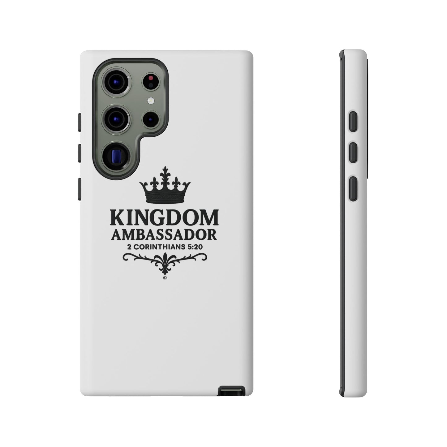 Kingdom Ambassador (Black Lettering) Rugged Phone Case, Inspirational Mobile Cover, Gift for Faith Lovers, Faith-Based Protector