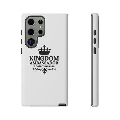 Kingdom Ambassador (Black Lettering) Rugged Phone Case, Inspirational Mobile Cover, Gift for Faith Lovers, Faith-Based Protector