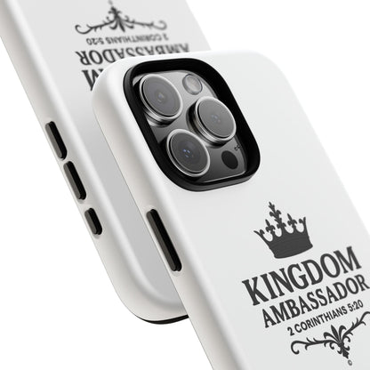 Kingdom Ambassador (Black Lettering) Rugged Phone Case, Inspirational Mobile Cover, Gift for Faith Lovers, Faith-Based Protector