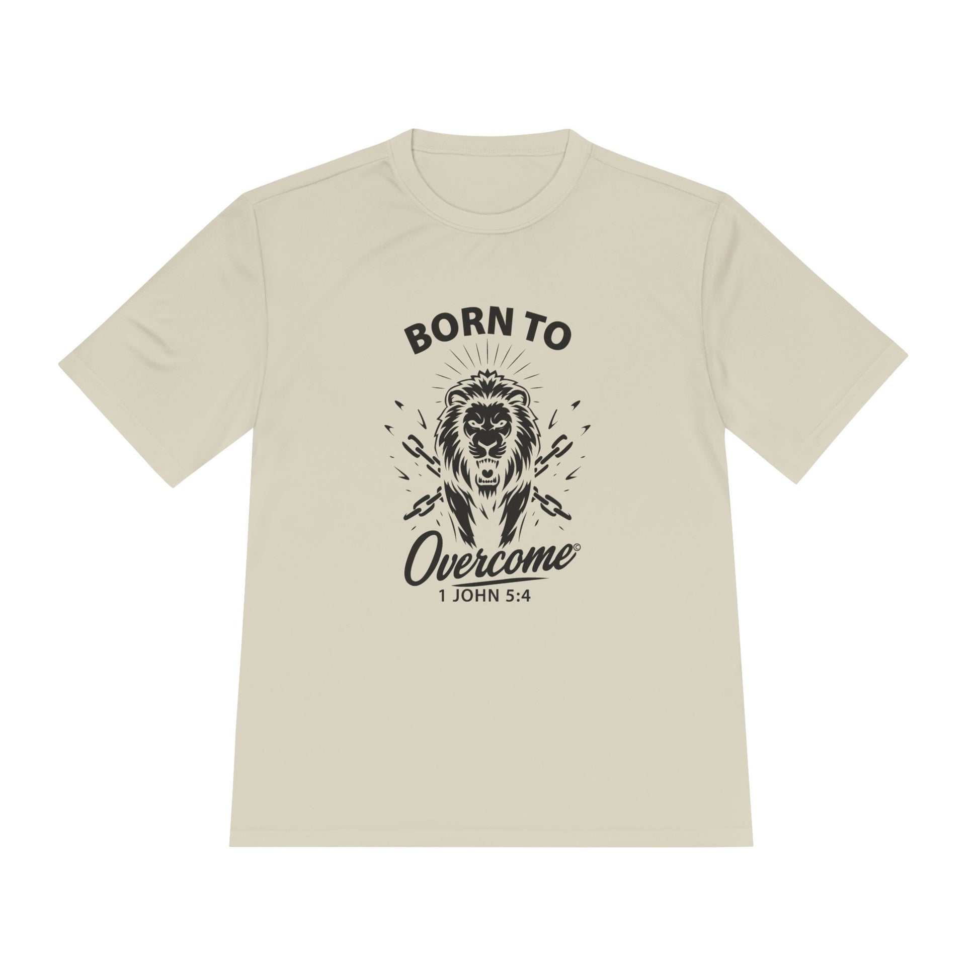 Born to Overcome (Black Lettering) Activewear Performance Moisture Wicking Tee, Faith-Based Workout Shirt, Inspirational Fitness Gear, Gift for Fitness Lovers, Bible Verse T-Shirt - Cross Apparel USA
