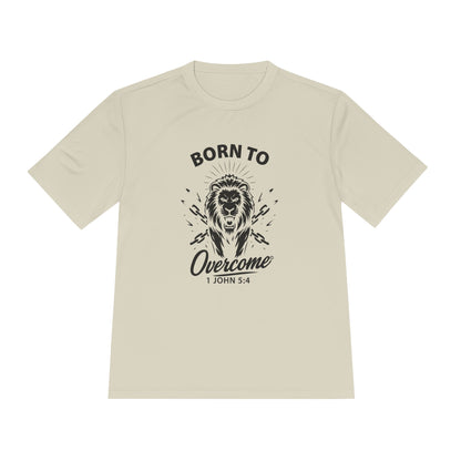 Born to Overcome (Black Lettering) Activewear Performance Moisture Wicking Tee, Faith-Based Workout Shirt, Inspirational Fitness Gear, Gift for Fitness Lovers, Bible Verse T-Shirt - Cross Apparel USA