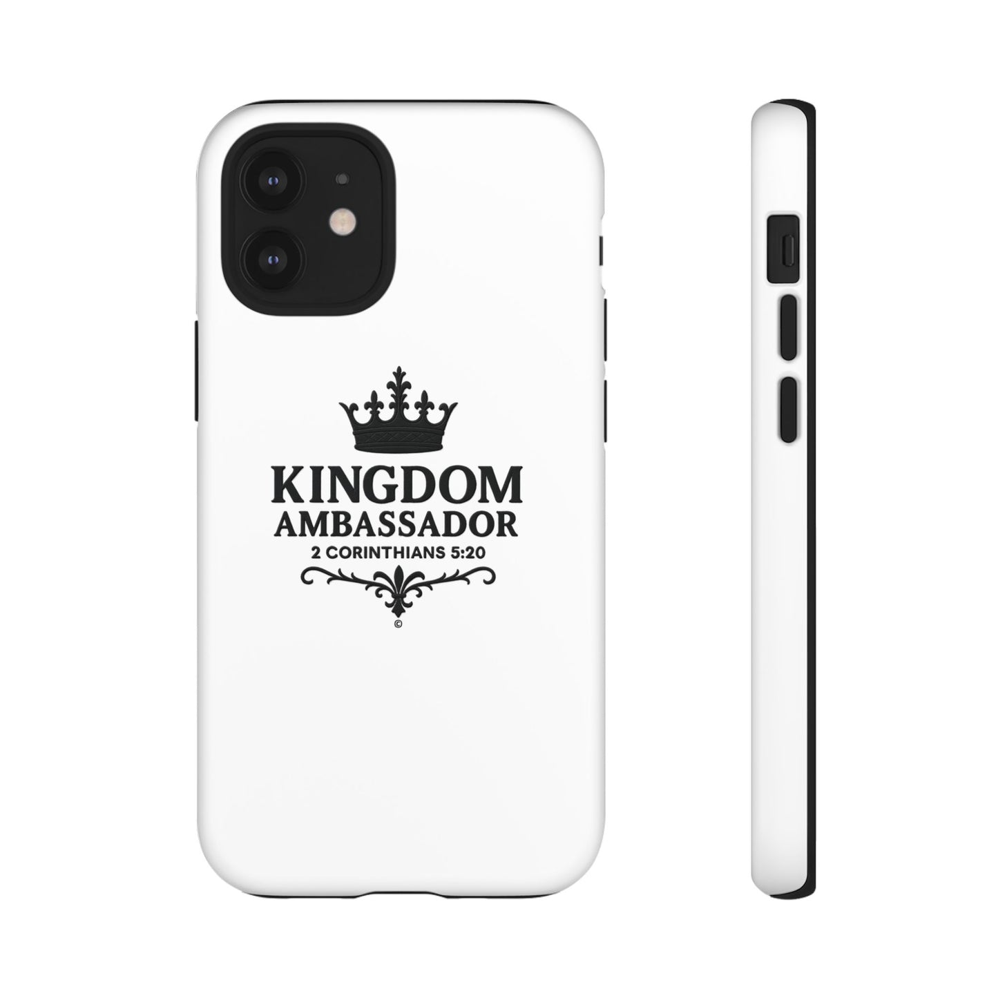 Kingdom Ambassador (Black Lettering) Rugged Phone Case, Inspirational Mobile Cover, Gift for Faith Lovers, Faith-Based Protector