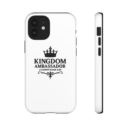 Kingdom Ambassador (Black Lettering) Rugged Phone Case, Inspirational Mobile Cover, Gift for Faith Lovers, Faith-Based Protector