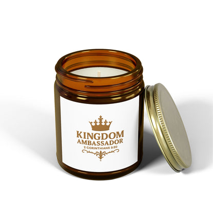 Kingdom Ambassador (Gold Lettering) Scented Candle - Coconut Apricot Wax, Inspirational Home Decor, Gifts for Believers, Relaxation