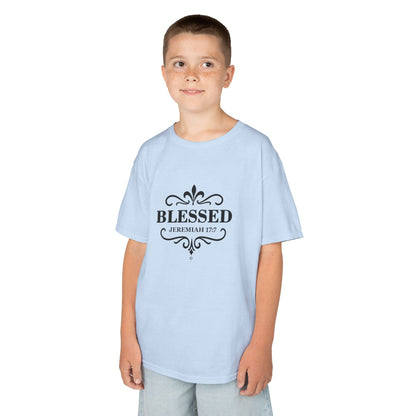 Blessed (Black Lettering) Kids Tee, Faith-based Inspirational Apparel, Gift for Believers, Youth Fashion, Bible Verse Shirt, Meaningful Gift