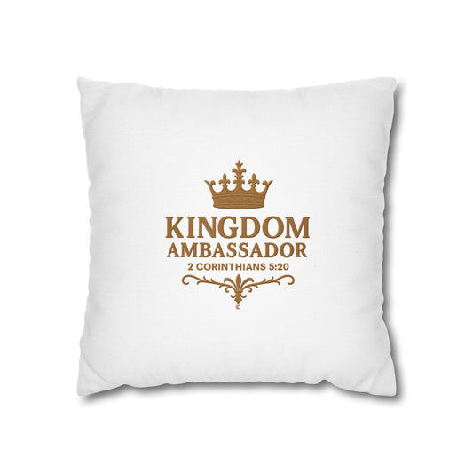 Kingdom Ambassador (Gold Lettering) Square Pillow Cover | Inspirational Home Decor | Gifts for Faith (Pillow not included)