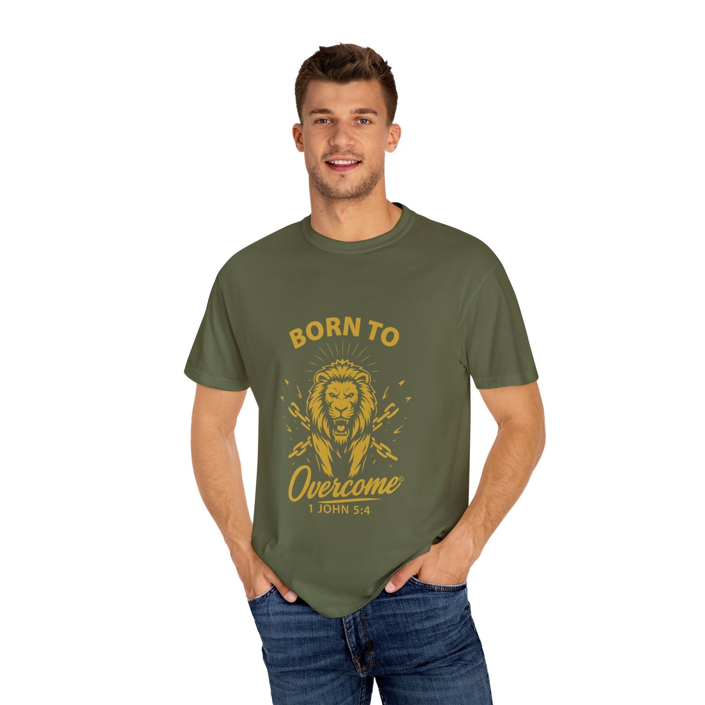 Born to Overcome (Gold Lettering) Unisex Apparel Clothing Tee T-shirt Relaxed Fit Shirt