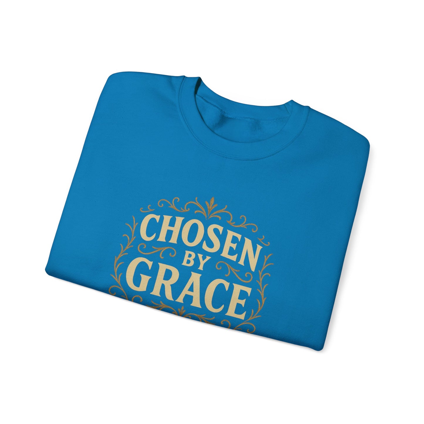 Chosen by Grace (Full Color) Unisex Crewneck Sweatshirt - Inspirational Gift, Christian Apparel, Faith-Based Fashion, Cozy Casual Wear, Bible Verse Sweatshirt