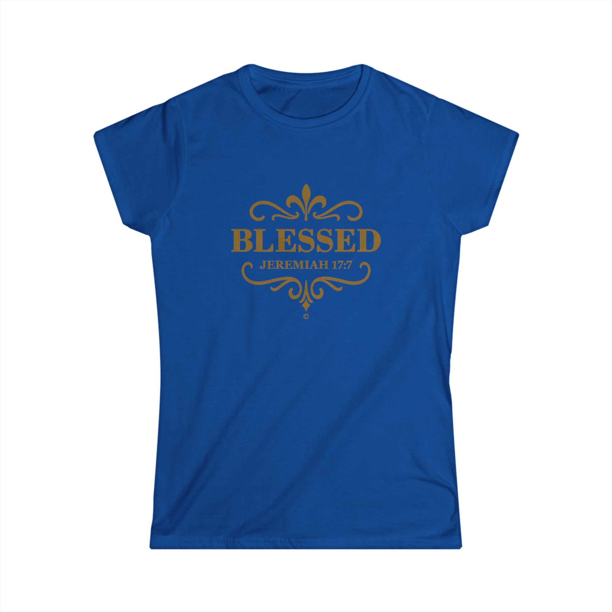 Blessed (Gold Lettering) Women's Softstyle Tee - Cross Apparel USA