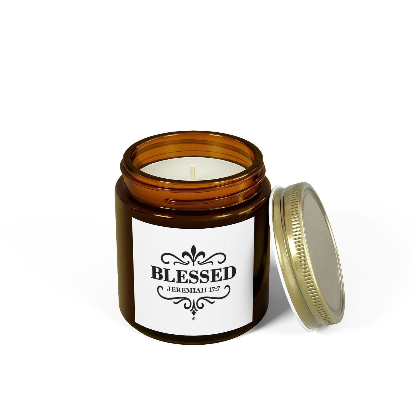 Blessed (Black Lettering) Scented Candle - Coconut Apricot Wax, Inspirational Home Decor, Relaxation, Gifts for Believers
