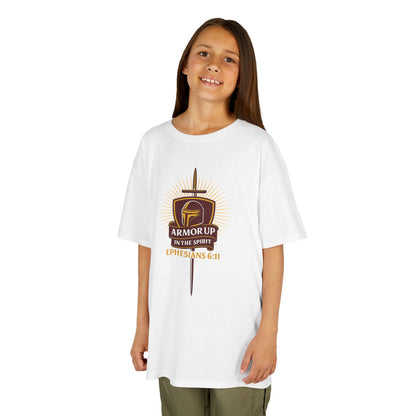 Armor Up (Burgundy & Gold Lettering) Kids Inspirational T-shirt
