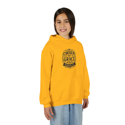 Chosen by Grace (Black Lettering) Youth Heavy Blend Hooded Sweatshirt