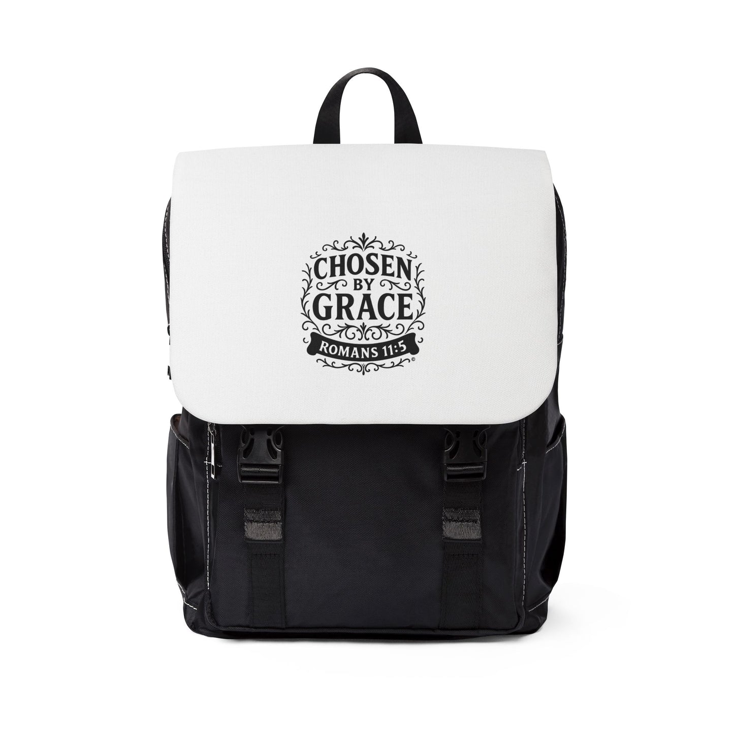 Chosen by Grace Unisex Casual Shoulder Backpack/Book Bag for School or Hiking - Inspirational Gift, Everyday Use, Stylish Book Bag, Perfect for Students, Church Events - Cross Apparel USA