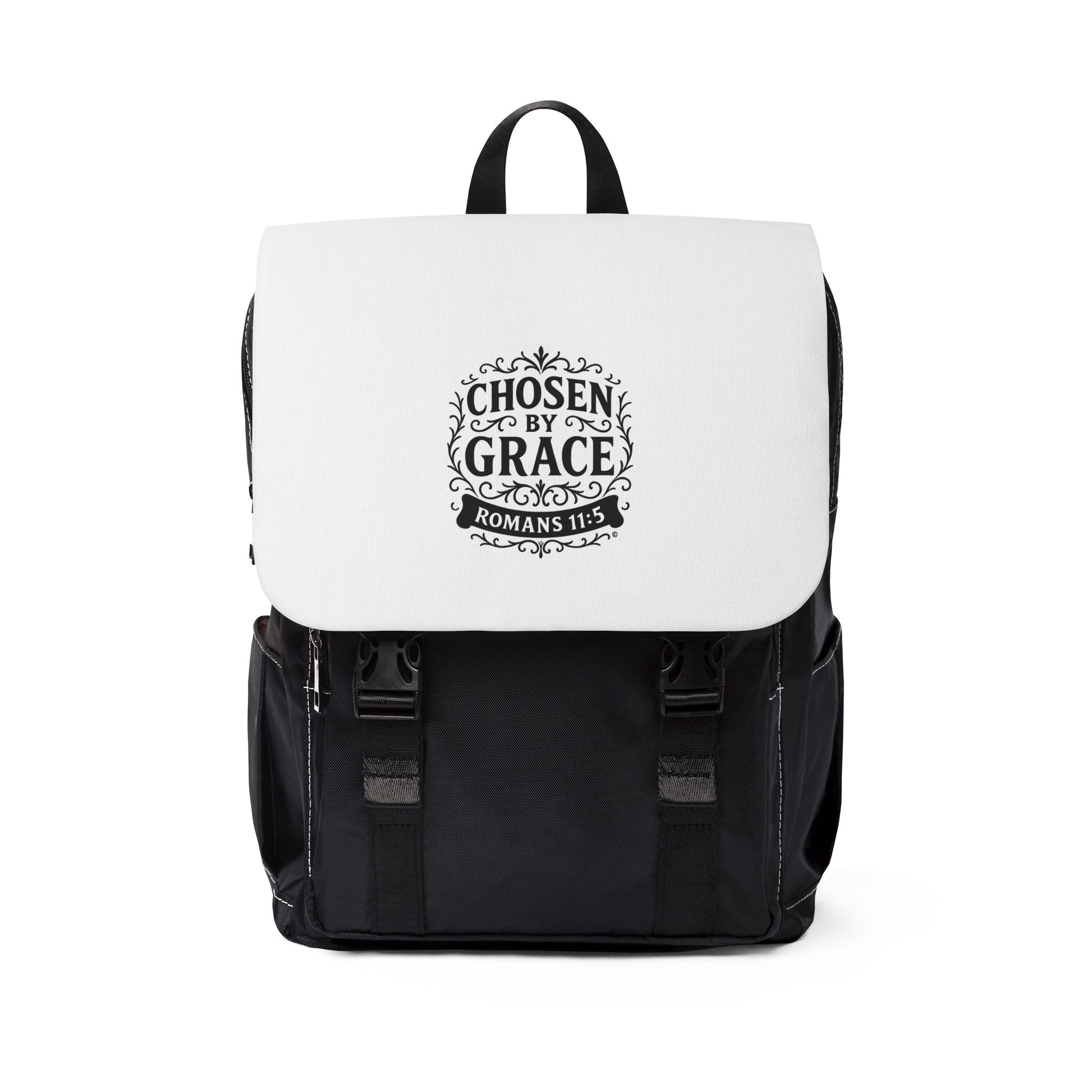 Chosen by Grace Unisex Casual Shoulder Backpack/Book Bag for School or Hiking - Inspirational Gift, Everyday Use, Stylish Book Bag, Perfect for Students, Church Events - Cross Apparel USA