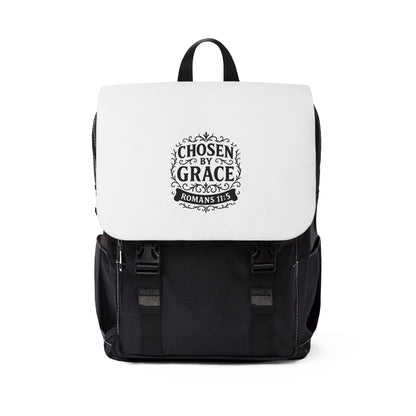 Chosen by Grace Unisex Casual Shoulder Backpack/Book Bag for School or Hiking - Inspirational Gift, Everyday Use, Stylish Book Bag, Perfect for Students, Church Events - Cross Apparel USA