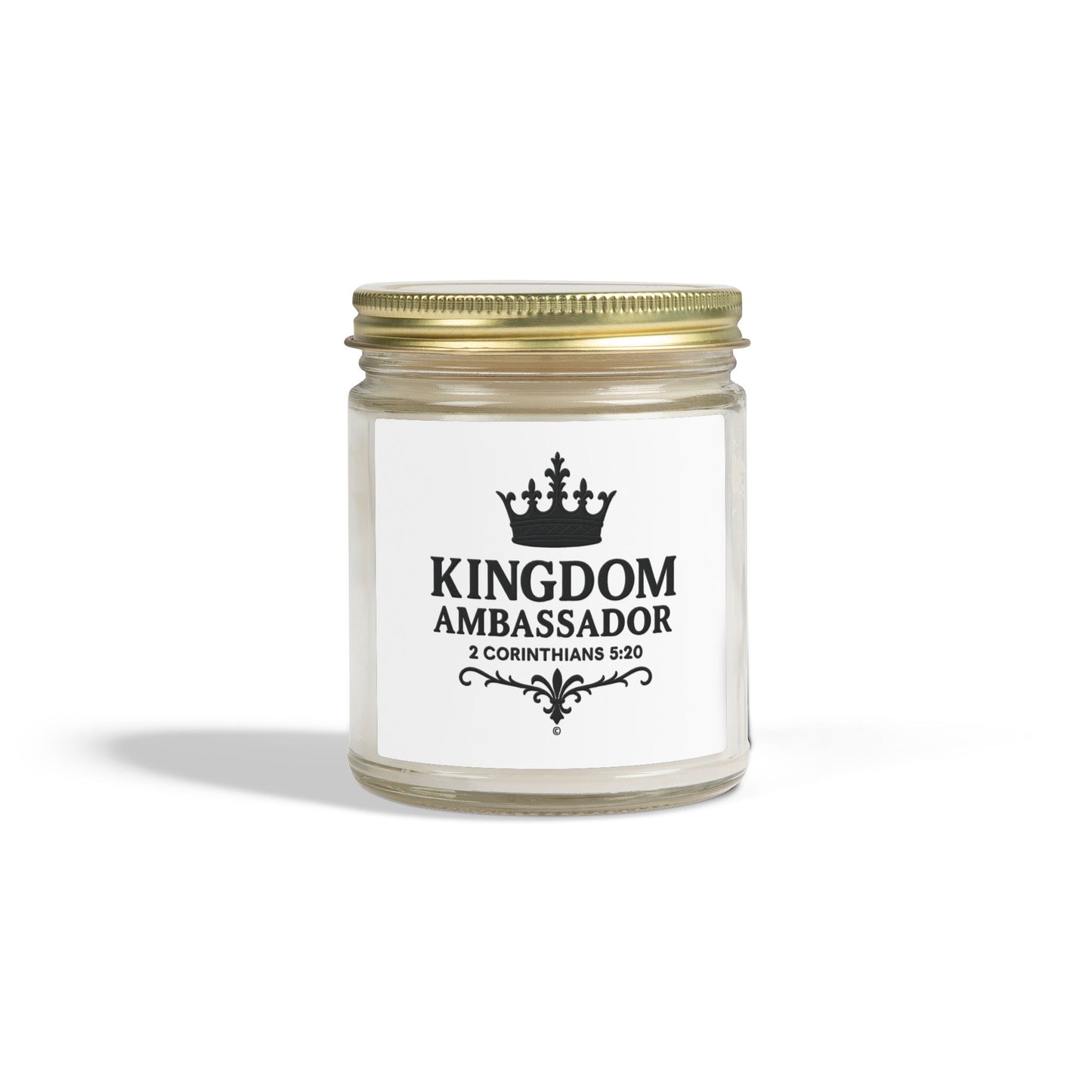 Kingdom Ambassador (Black Lettering) Scented Candle - Coconut Apricot Wax, Inspirational Home Decor, Gifts for Believers, Relaxation