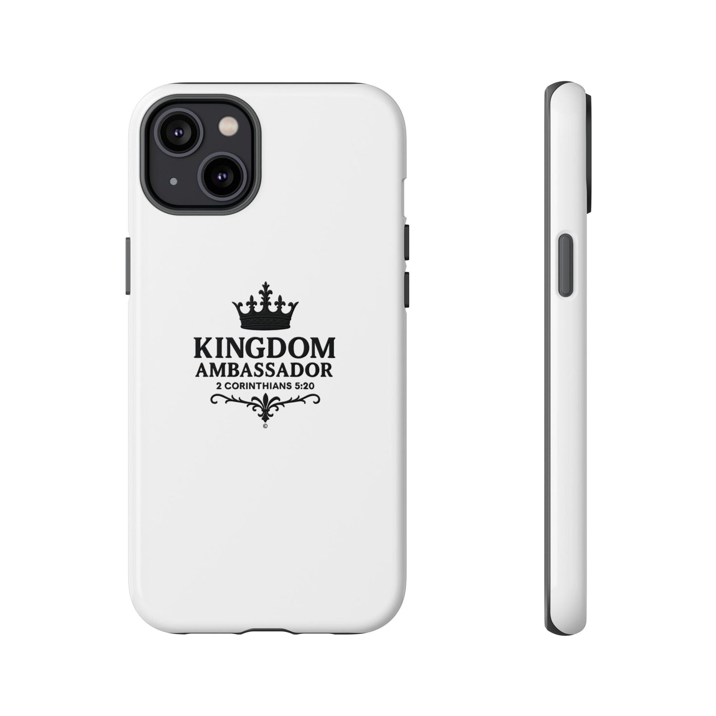 Kingdom Ambassador (Black Lettering) Rugged Phone Case, Inspirational Mobile Cover, Gift for Faith Lovers, Faith-Based Protector - Cross Apparel USA