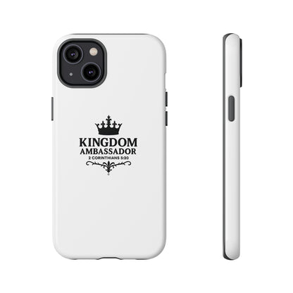 Kingdom Ambassador (Black Lettering) Rugged Phone Case, Inspirational Mobile Cover, Gift for Faith Lovers, Faith-Based Protector - Cross Apparel USA