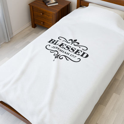 Blessed (Black Lettering) Plush Blanket, Inspirational Home Decor (50x60 size pictured)