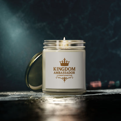 Kingdom Ambassador (Gold Lettering) Scented Candle - Coconut Apricot Wax, Inspirational Home Decor, Gifts for Believers, Relaxation