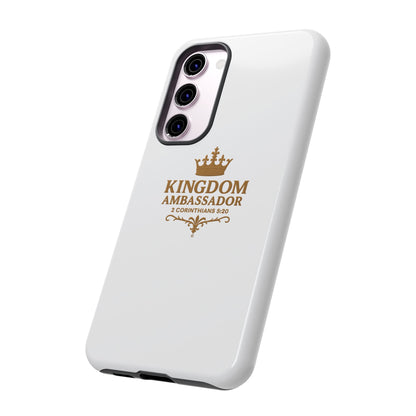 Kingdom Ambassador (Gold Lettering) Rugged Phone Case, Inspirational Mobile Cover, Gift for Faith Lovers, Faith-Based Protector
