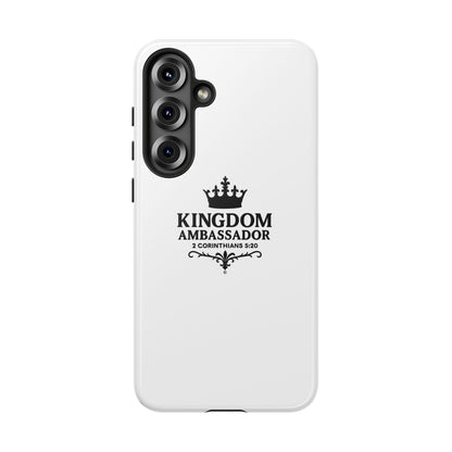 Kingdom Ambassador (Black Lettering) Rugged Phone Case, Inspirational Mobile Cover, Gift for Faith Lovers, Faith-Based Protector - Cross Apparel USA