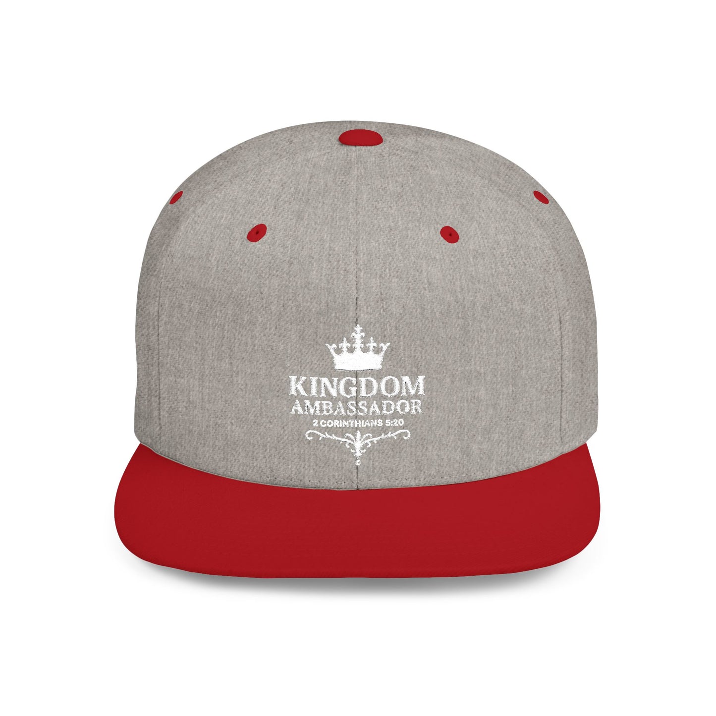 Kingdom Ambassador (White Lettering) Embroidered Flat Bill Snapback Hat, Adjustable Baseball Cap, Inspirational Streetwear, Gift for Believers, Faith-based Accessories