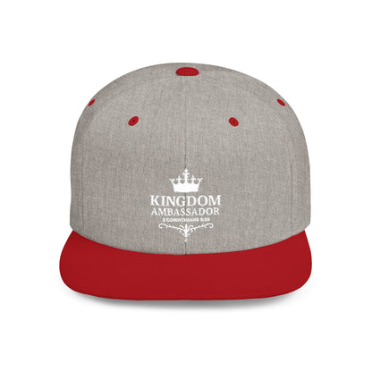 Kingdom Ambassador (White Lettering) Embroidered Flat Bill Snapback Hat, Adjustable Baseball Cap, Inspirational Streetwear, Gift for Believers, Faith-based Accessories