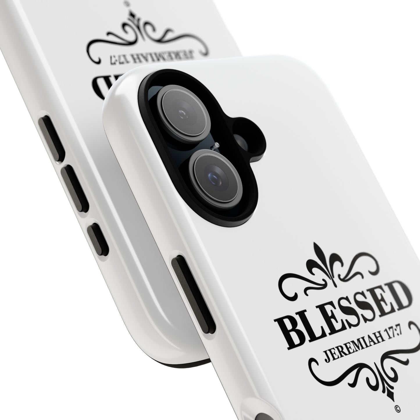 Blessed (Black Lettering), Rugged Phone Case, Inspirational Mobile Cover, Gift for Faith Lovers, Faith-Based Protector - Cross Apparel USA