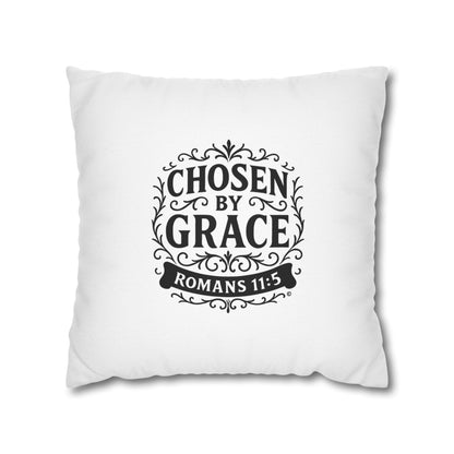 Chosen by Grace (Black Lettering) Square Pillow Cover | Inspirational Home Decor | Gifts for Faith (Pillow not included)