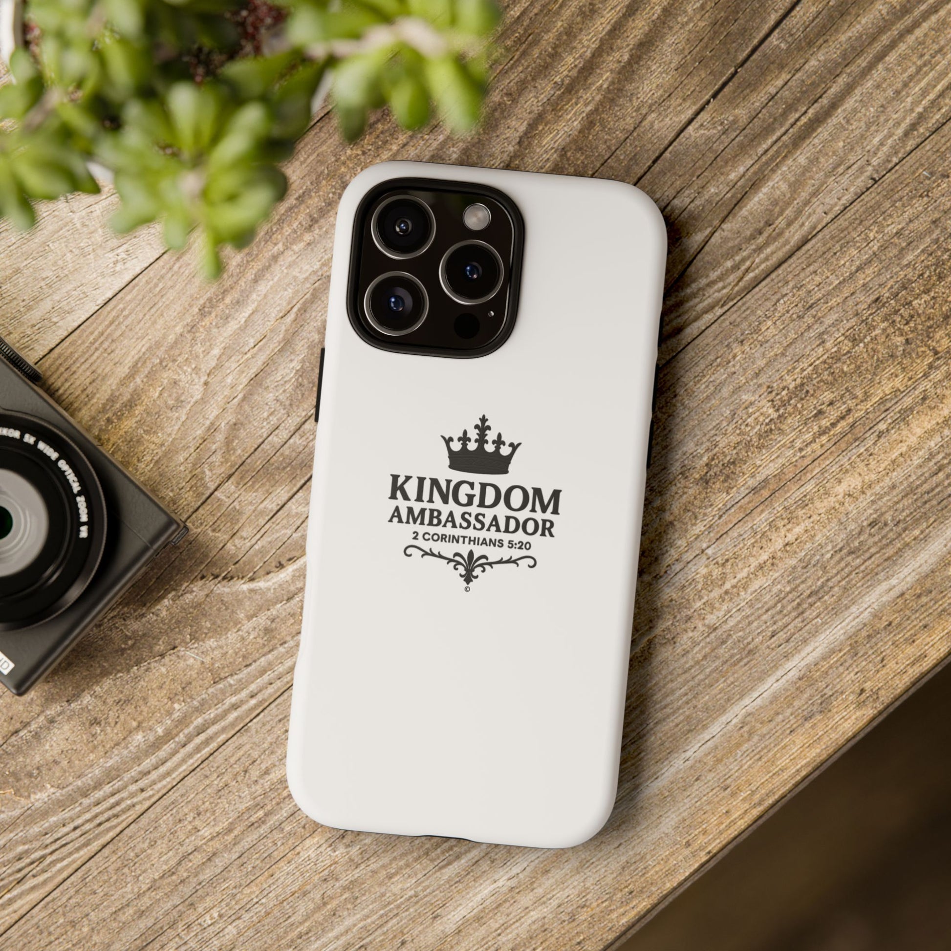 Kingdom Ambassador (Black Lettering) Rugged Phone Case, Inspirational Mobile Cover, Gift for Faith Lovers, Faith-Based Protector - Cross Apparel USA