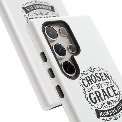 Chosen by Grace (Black Lettering), Rugged Phone Case, Inspirational Mobile Cover, Gift for Faith Lovers, Faith-Based Protector
