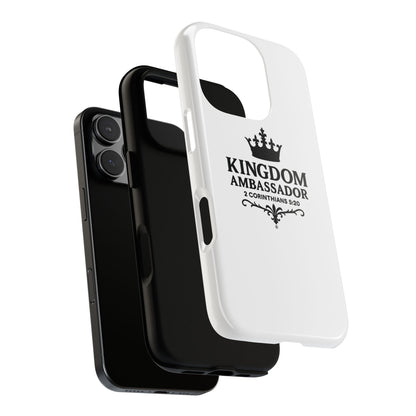 Kingdom Ambassador (Black Lettering) Rugged Phone Case, Inspirational Mobile Cover, Gift for Faith Lovers, Faith-Based Protector